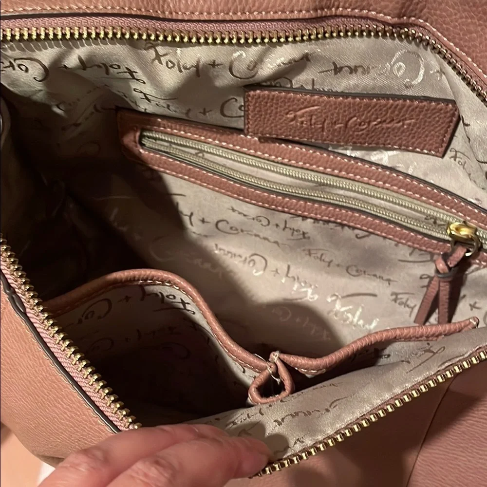 Foley + Corinna Dusty Rose Leather Satchel with Gold-Tone Hardware